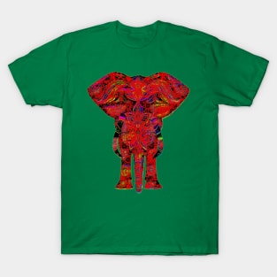 Rainbow Red Elephant on Green V.2 T-Shirt